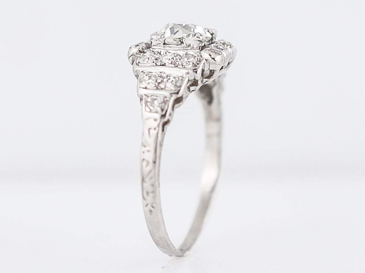 1920's Art Deco Step Style Engagement Ring in Platinum