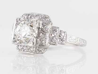 Antique Engagement Ring Art Deco 1.28 Old European Cut Diamond in Platinum