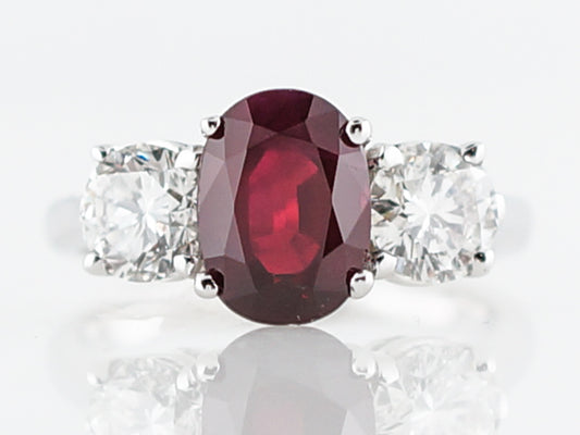 Right Hand Ring Modern 2.26 Oval Cut Ruby in 18k White Gold