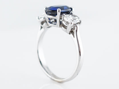 Engagement Ring Modern 2.35 Oval Cut Sapphire in 18k White Gold
