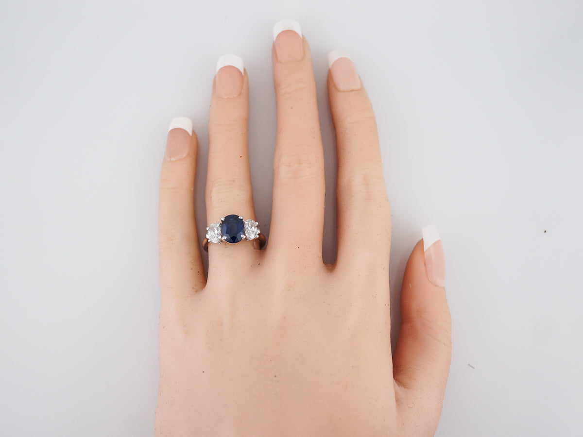 Engagement Ring Modern 2.35 Oval Cut Sapphire in 18k White Gold