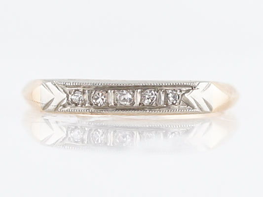 Vintage Wedding Band Retro .05 Single Cut Diamonds in 14k Yellow & White Gold