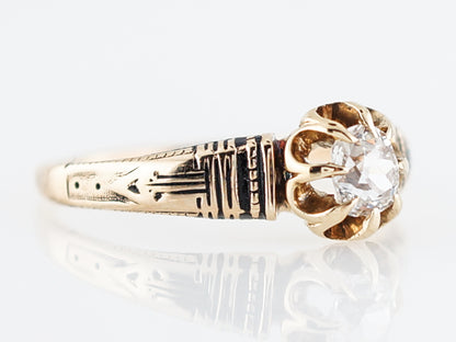 Old Mine Cut Diamond Engagement Ring in Yellow Gold