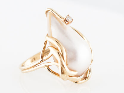 ***GIFTED BY CT***Right Hand Ring Modern 20.04 Pearl in 14k Yellow Gold