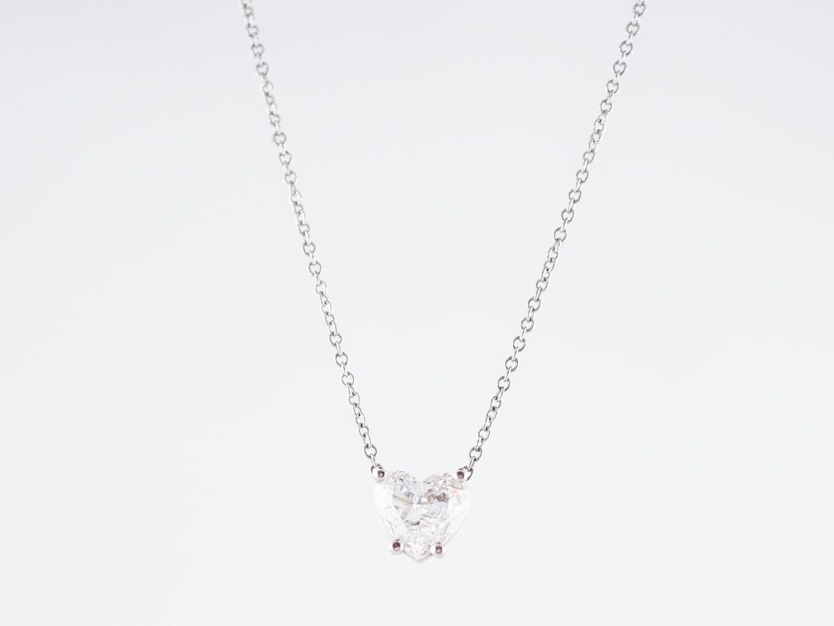 Necklace Modern 1.01 Heart Cut Diamond in 14k White Gold