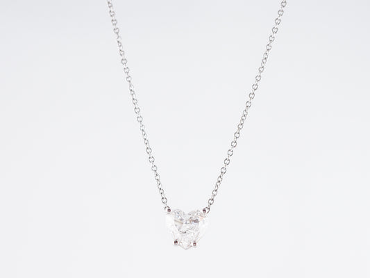 Necklace Modern 1.01 Heart Cut Diamond in 14k White Gold