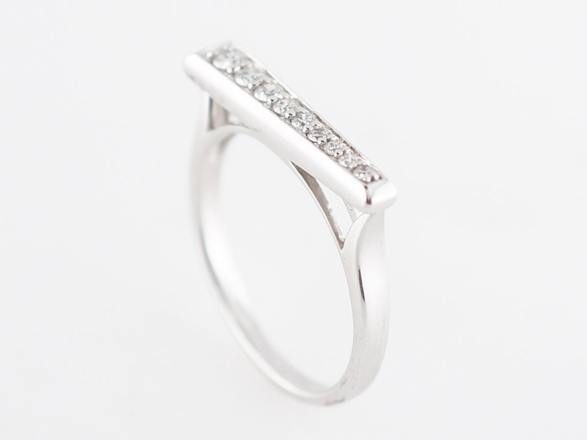 Right Hand Ring Modern .17 Round Brilliant Cut Diamonds in 18k White Gold