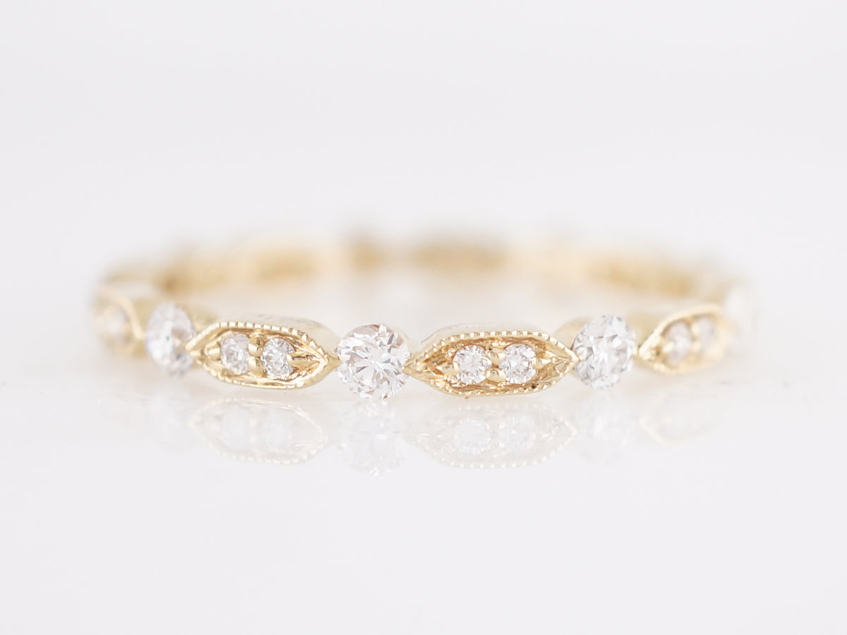 Eternity Wedding Band Modern .49 Round Brilliant Cut Diamonds in 14k Yellow Gold