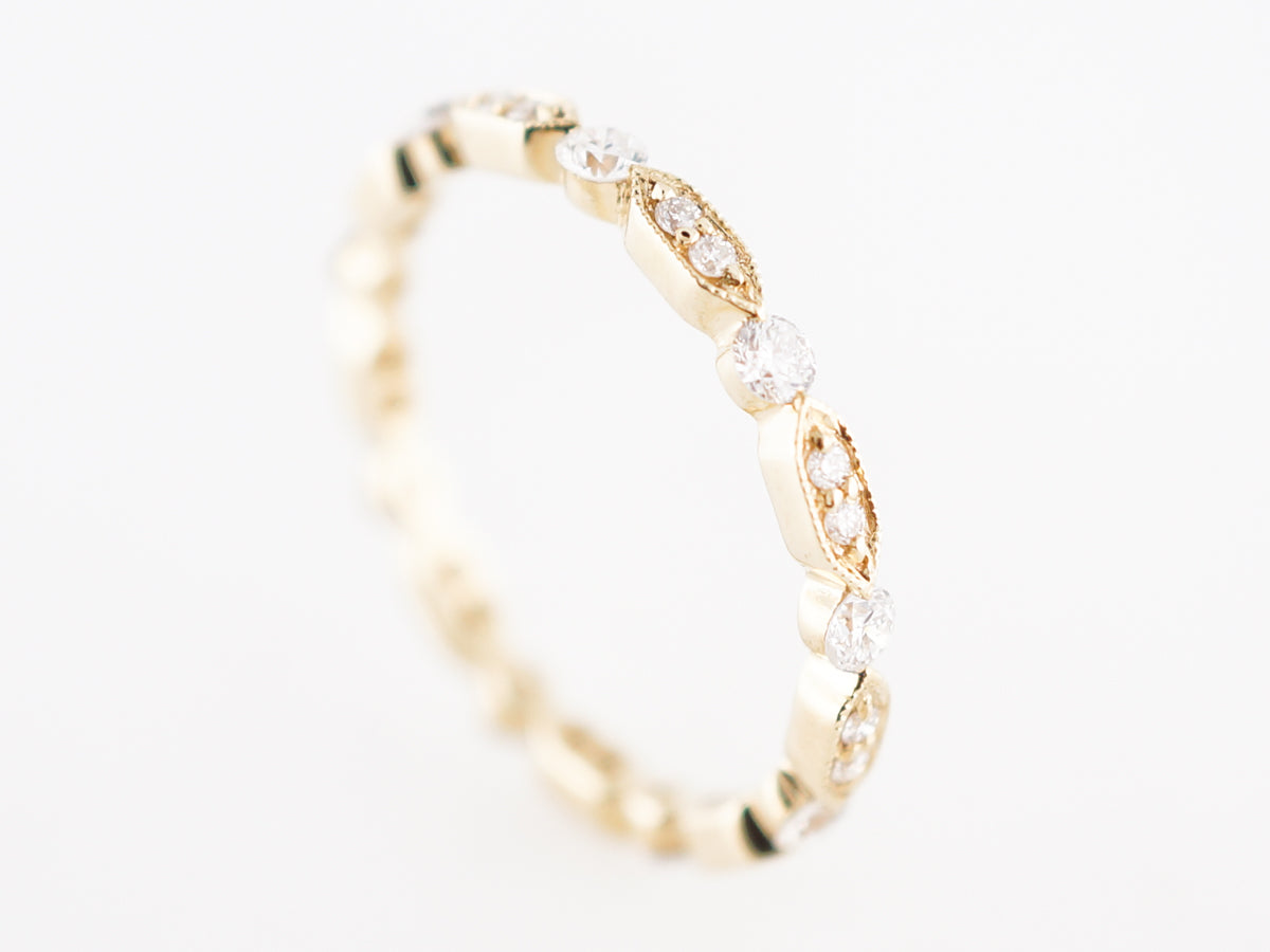 Eternity Wedding Band Modern .49 Round Brilliant Cut Diamonds in 14k Yellow Gold