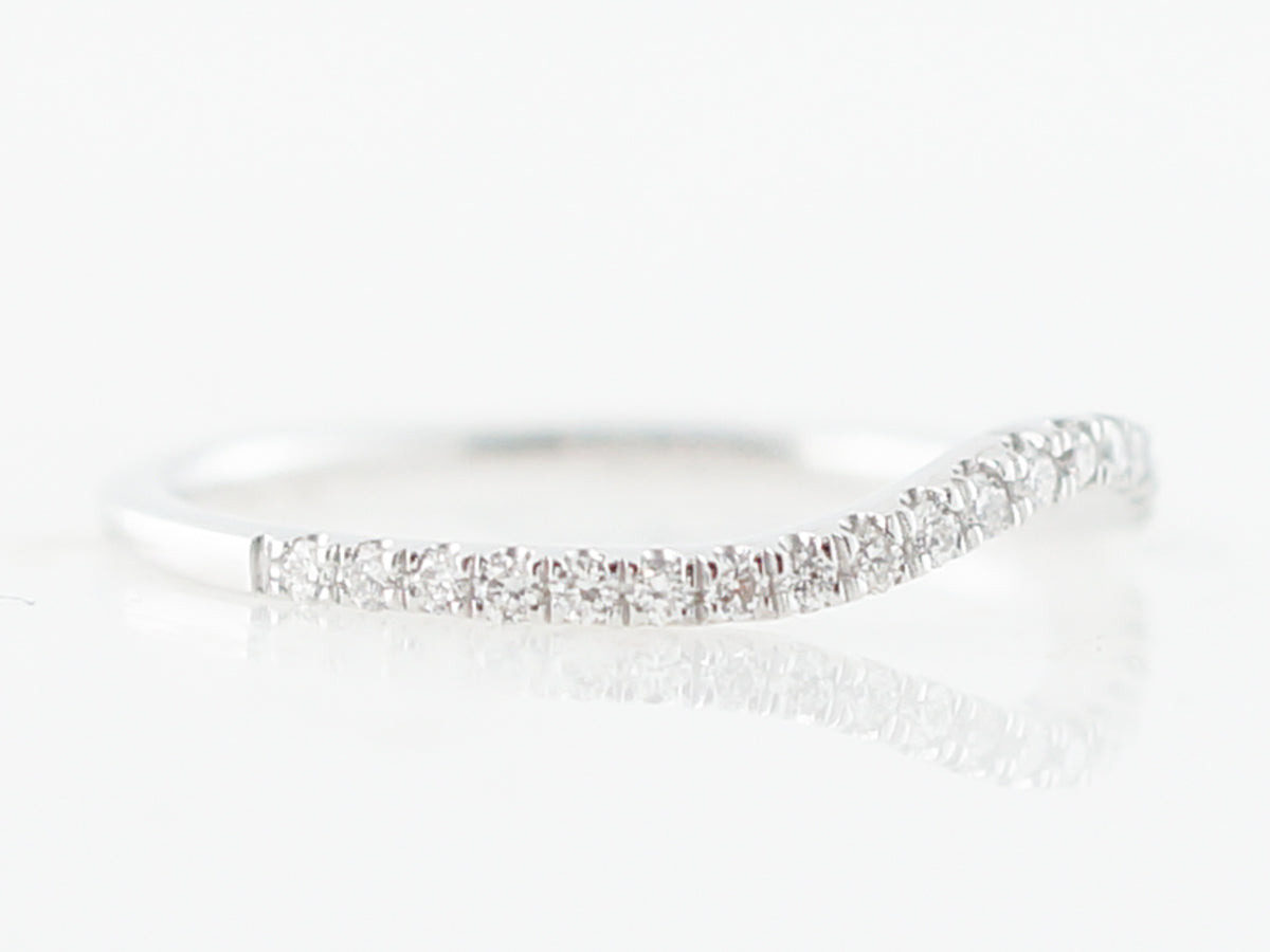 Wedding Band Modern .19 Round Brilliant Cut Diamonds in 14k White Gold