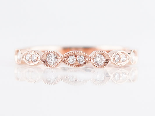 Wedding Band Modern .16 Round Brilliant Cut Diamonds in 14k Rose Gold