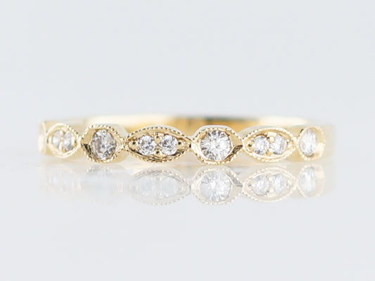 Wedding Band Modern .16 Round Brilliant Cut Diamonds in 14k Yellow Gold