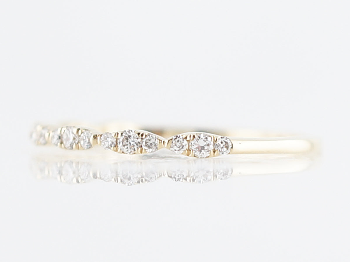 Wedding Band Modern .21 Round Brilliant Cut Diamonds in 14k Yellow Gold