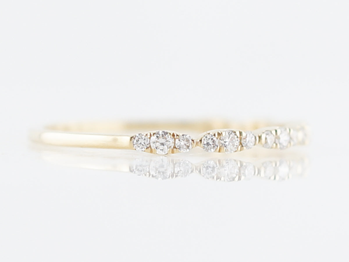 Wedding Band Modern .21 Round Brilliant Cut Diamonds in 14k Yellow Gold