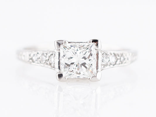 Engagement Ring Modern .82 Princess Cut Diamond in Platinum