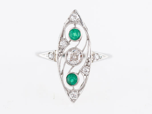 Antique Right Hand Ring Art Deco .18 Old European Cut Diamond in Platinum