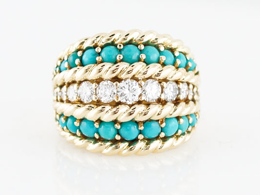 Vintage Right Hand Ring Mid-Century 1.28 Round Brilliant Cut Diamonds in 18k Yellow Gold