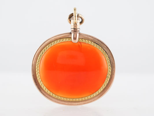 Antique Pendant Victorian 24.81 Cabochon Cut Carnelian in 14k & 18k Yellow Gold