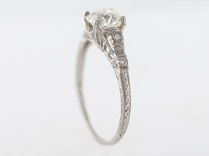 Antique Engagement Ring Art Deco GIA 1.03 Old European Cut Diamond in Platinum