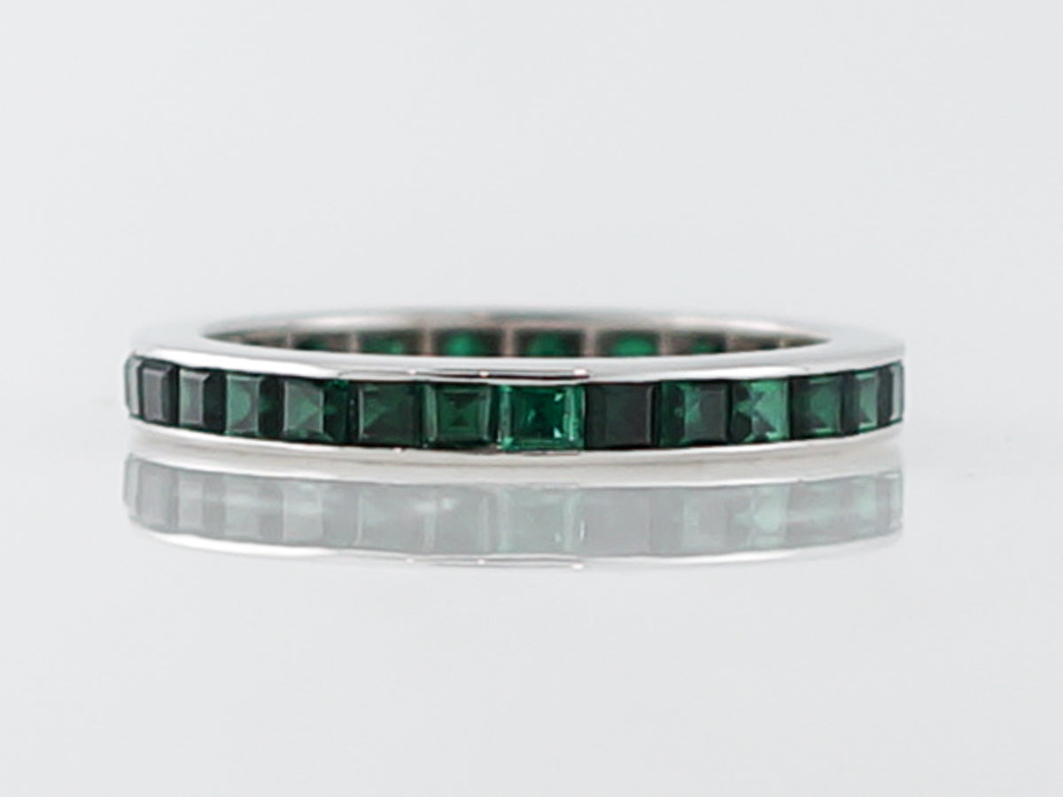 Eternity Band Modern 1.86 Square Cut Emeralds in 14k White Gold