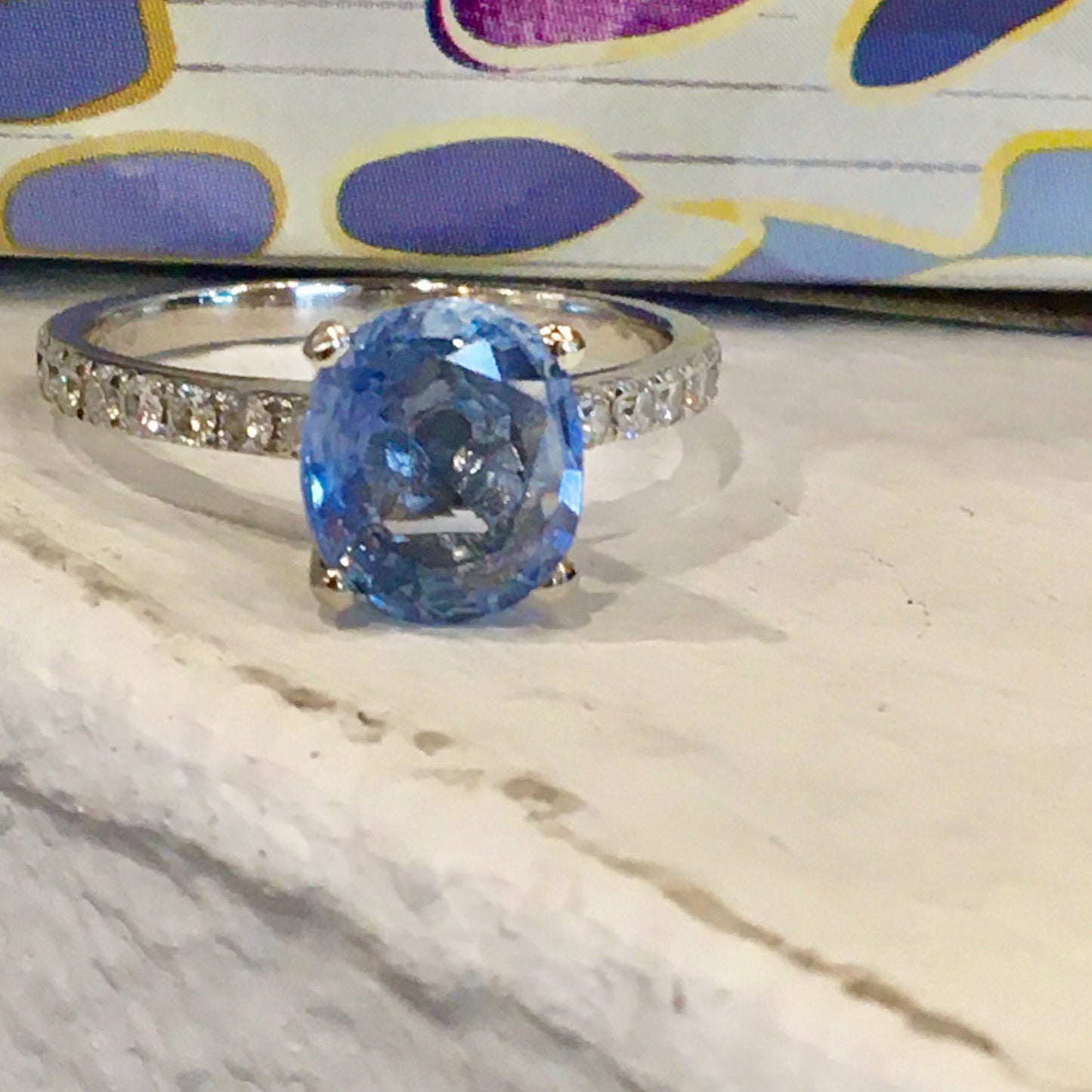 2.25 Carat Oval Sapphire Engagement Ring in Platinum