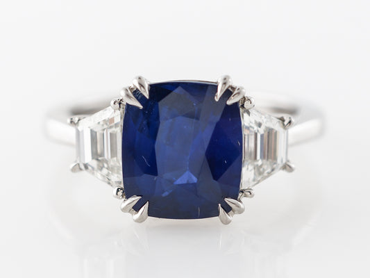 2.85 Carat Cushion Sapphire Engagement Ring in Platinum