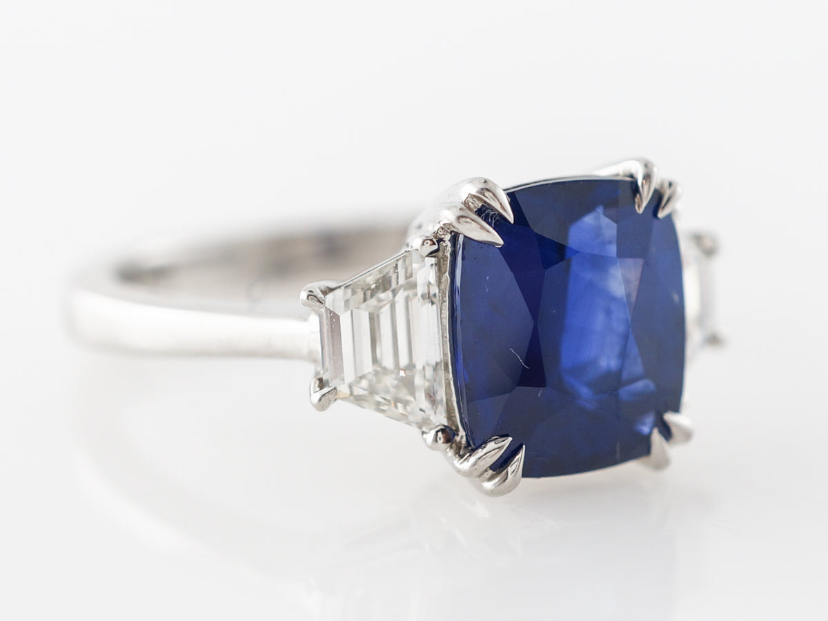 2.85 Carat Cushion Sapphire Engagement Ring in Platinum