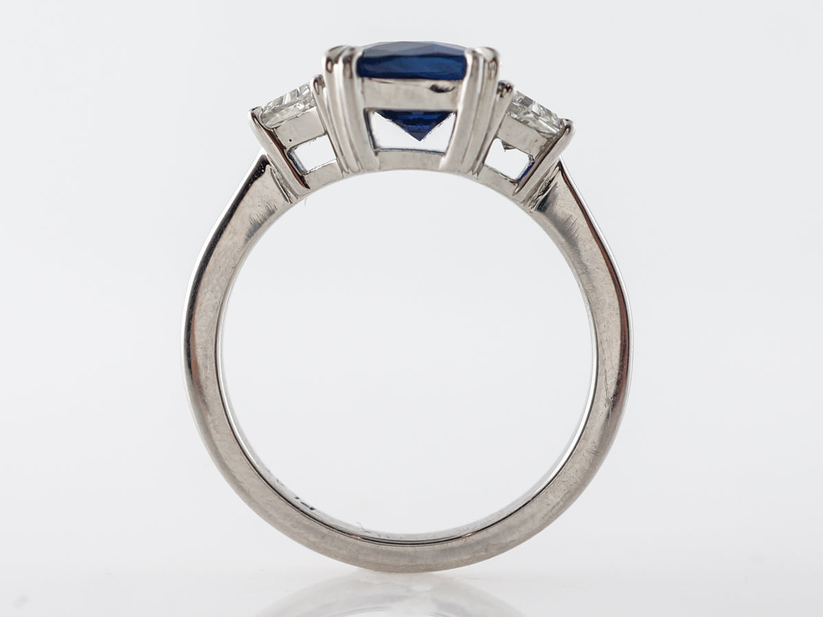 2.85 Carat Cushion Sapphire Engagement Ring in Platinum