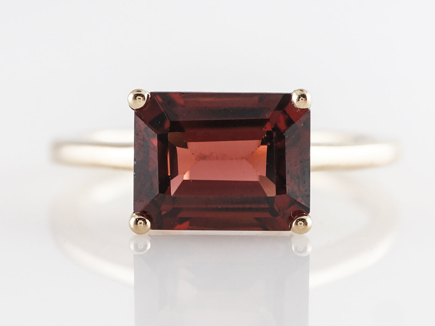 Emerald Cut Garnet Cocktail Ring in 14k Yellow Gold