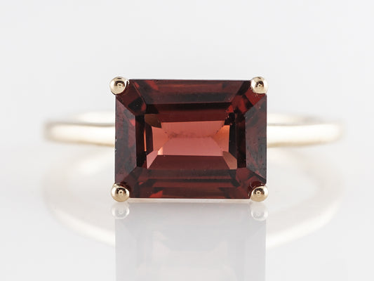 Emerald Cut Garnet Cocktail Ring in 14k Yellow Gold