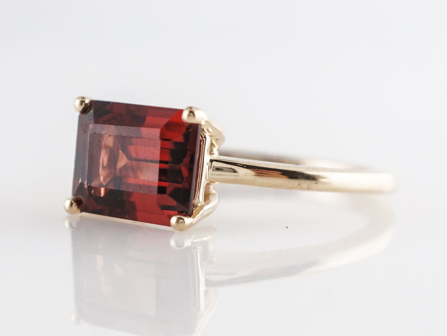 Emerald Cut Garnet Cocktail Ring in 14k Yellow Gold