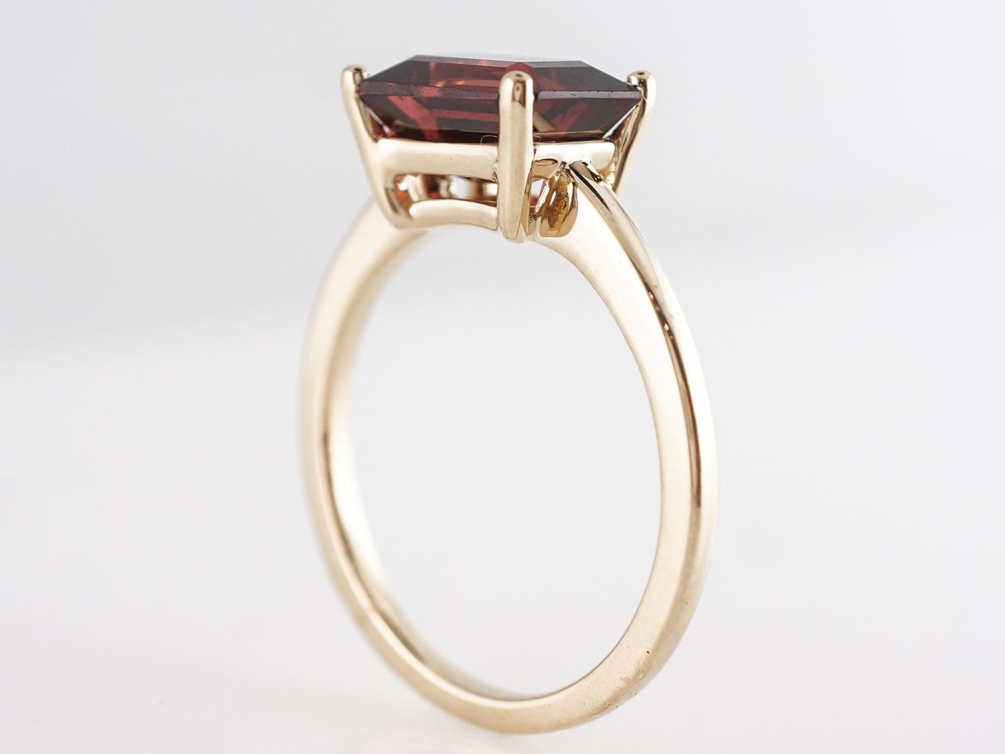 Emerald Cut Garnet Cocktail Ring in 14k Yellow Gold