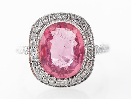 3 Carat Oval Pink Sapphire & Diamond Ring in Platinum