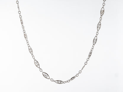 30 inch Mid-Century Chain w/ Filigree in White Gold