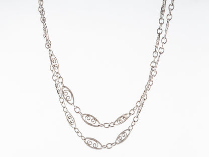 30 inch Mid-Century Chain w/ Filigree in White Gold