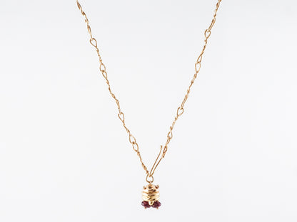 Twisted Chain w/Ruby Beads in 18k Yellow Gold