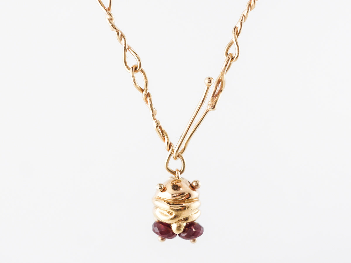 Twisted Chain w/Ruby Beads in 18k Yellow Gold