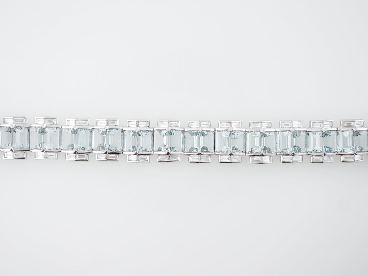 Aquamarine & Diamond Bracelet in 18k White Gold
