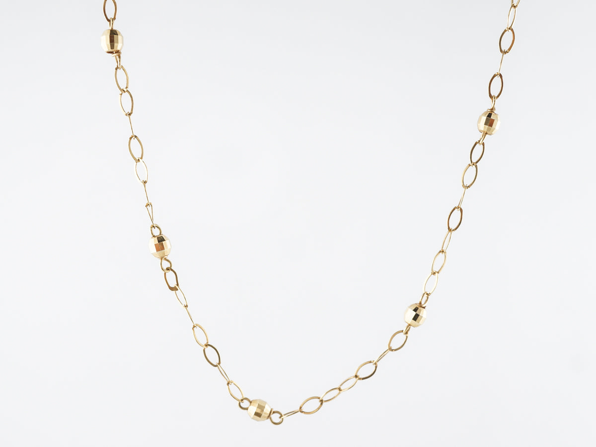 36 inch Bead Necklace in 14k Yellow Gold