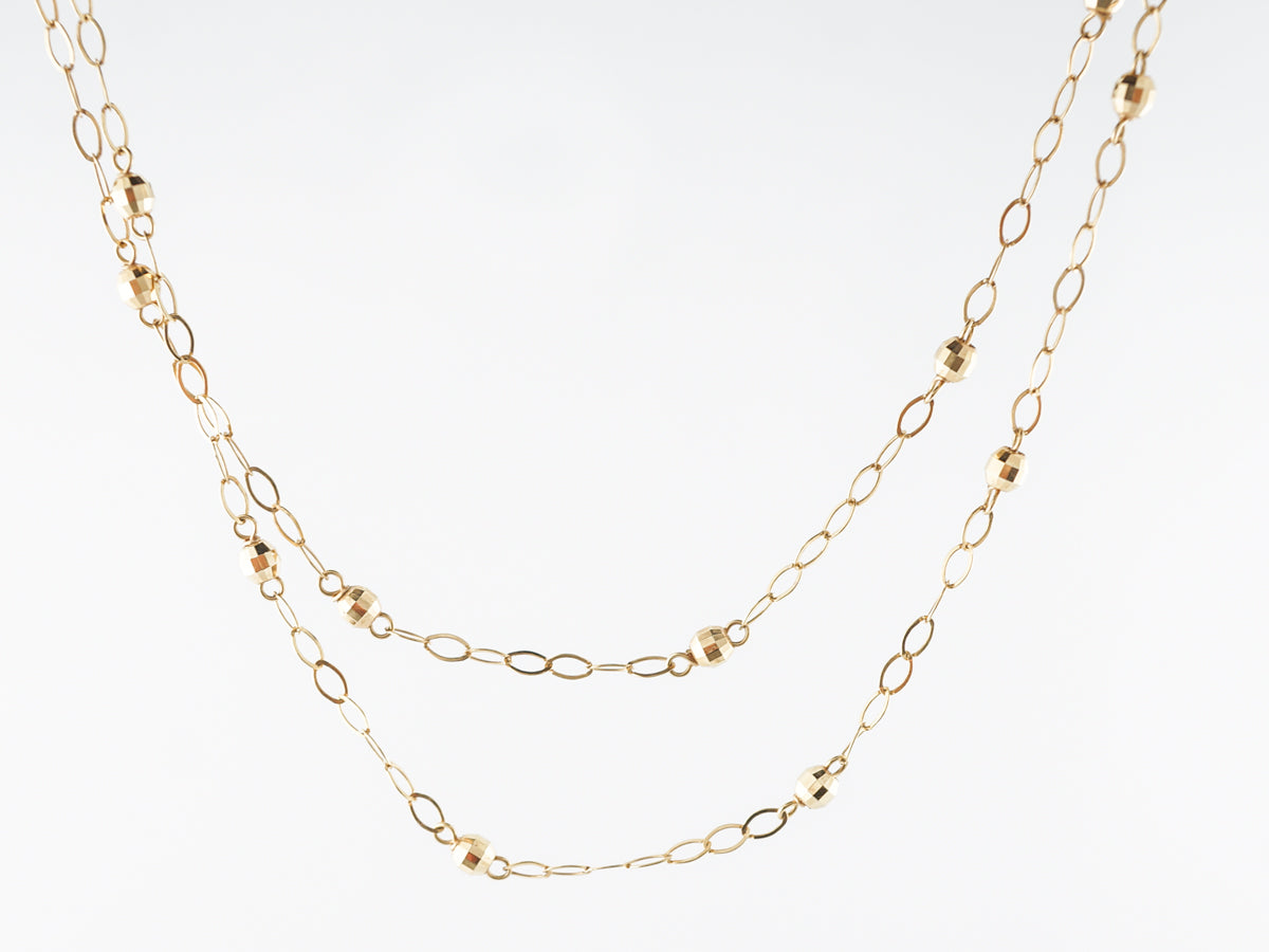 36 inch Bead Necklace in 14k Yellow Gold