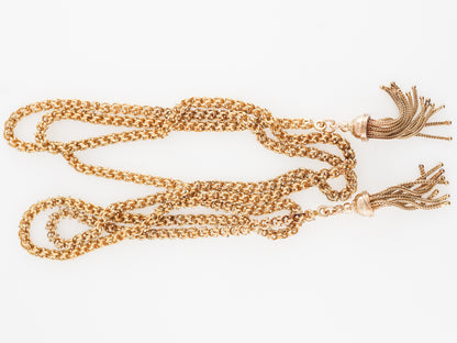 Long Victorian Tassel Chain in 14k Yellow Gold