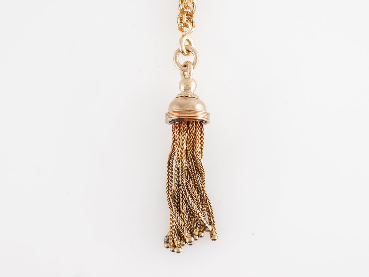 Long Victorian Tassel Chain in 14k Yellow Gold