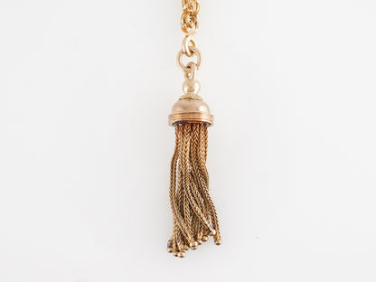 Long Victorian Tassel Chain in 14k Yellow Gold