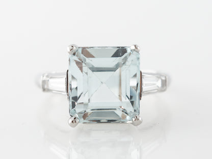4 Carat Aquamarine Cocktail Ring w/ Diamonds in Platinum