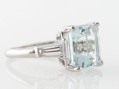 4 Carat Aquamarine Cocktail Ring w/ Diamonds in Platinum