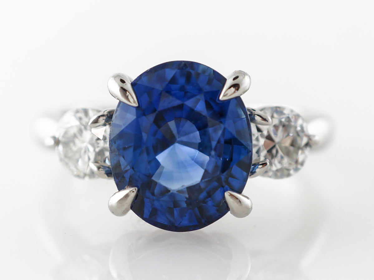 4 Carat Sapphire Engagement Ring w/ Diamonds in Platinum