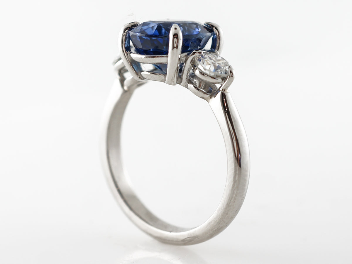 4 Carat Sapphire Engagement Ring w/ Diamonds in Platinum