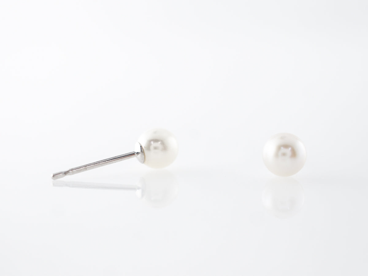 4mm Pearl Earrings in 14k White Gold