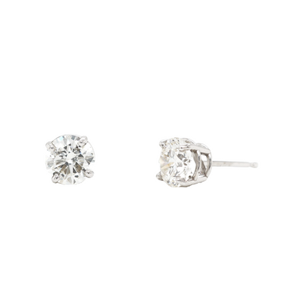1.50 Carat Diamond Stud Earrings 14K White Gold
