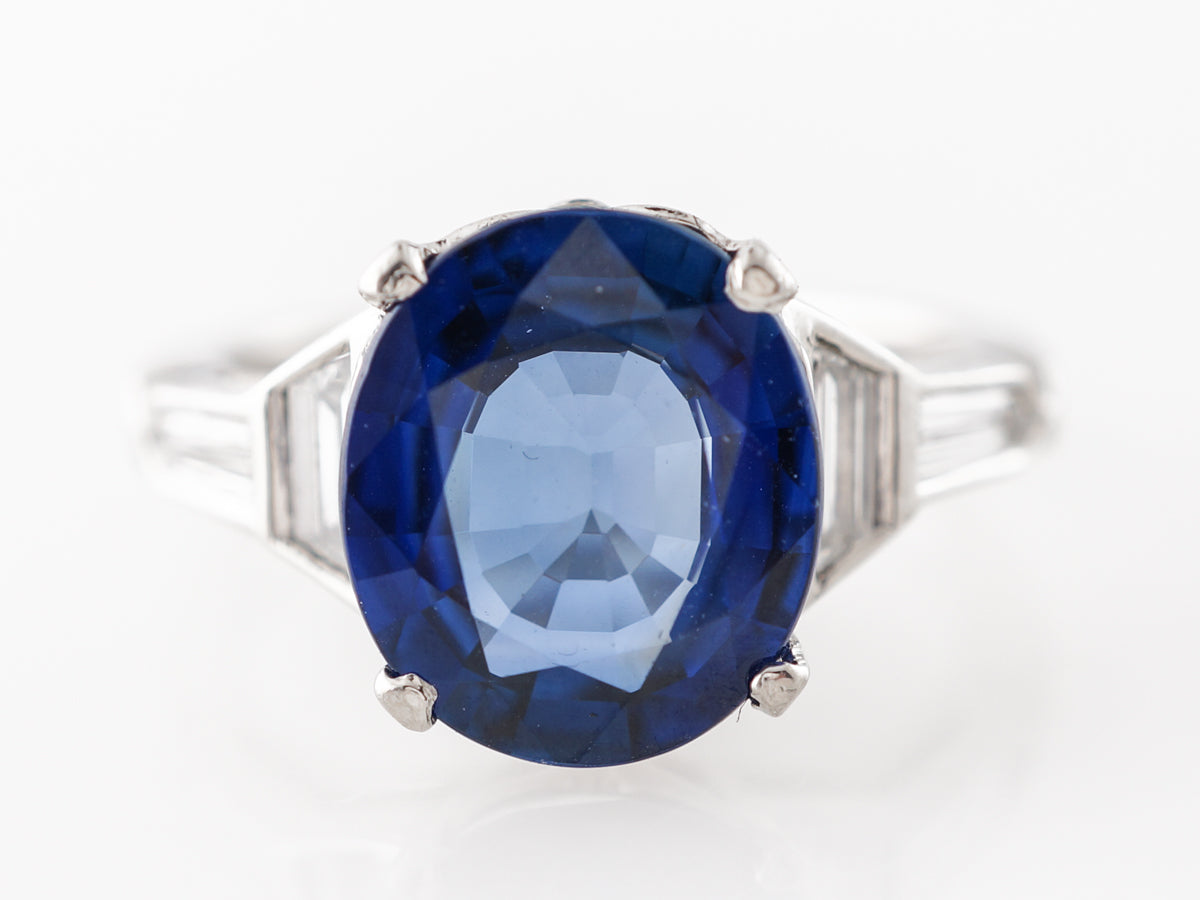 Solitaire Cushion Cut Sapphire Engagement Ring in Platinum - Filigree ...